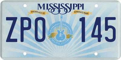 MS license plate ZPO145
