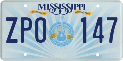MS license plate ZPO147