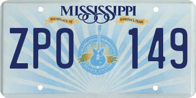 MS license plate ZPO149