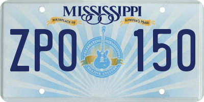 MS license plate ZPO150