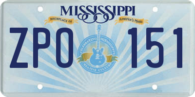 MS license plate ZPO151