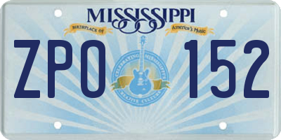 MS license plate ZPO152
