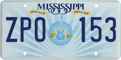 MS license plate ZPO153