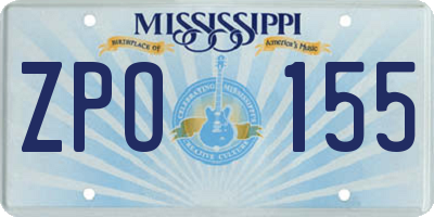 MS license plate ZPO155