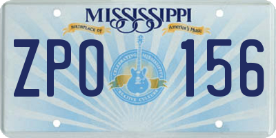 MS license plate ZPO156