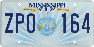 MS license plate ZPO164