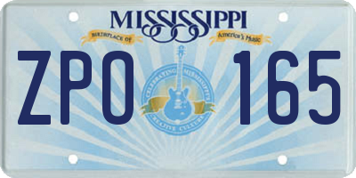 MS license plate ZPO165