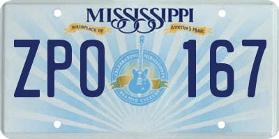 MS license plate ZPO167