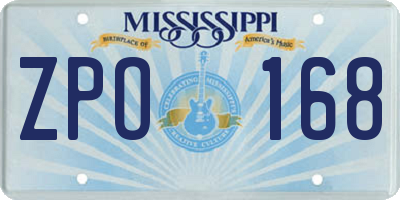 MS license plate ZPO168