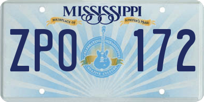 MS license plate ZPO172