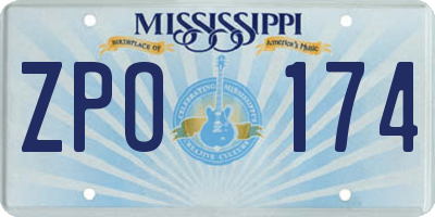 MS license plate ZPO174