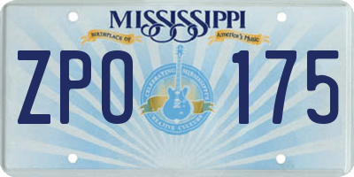 MS license plate ZPO175