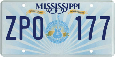 MS license plate ZPO177