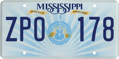 MS license plate ZPO178