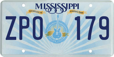 MS license plate ZPO179