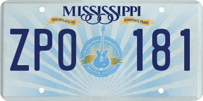 MS license plate ZPO181