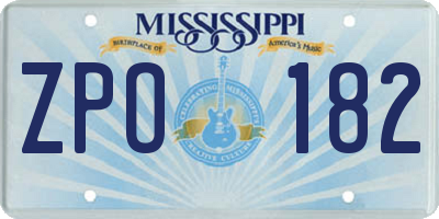 MS license plate ZPO182