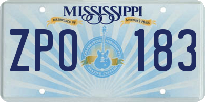 MS license plate ZPO183