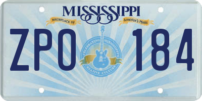 MS license plate ZPO184