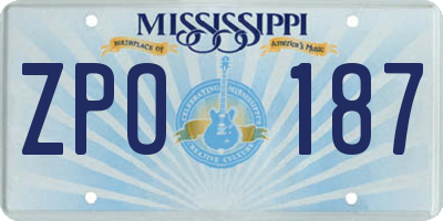 MS license plate ZPO187