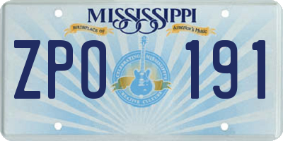 MS license plate ZPO191