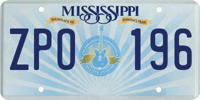 MS license plate ZPO196