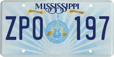 MS license plate ZPO197