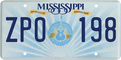 MS license plate ZPO198