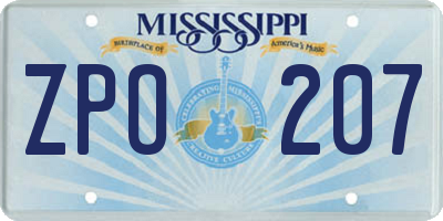 MS license plate ZPO207