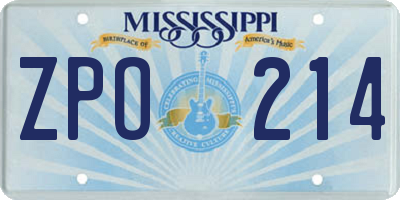 MS license plate ZPO214