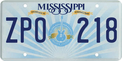 MS license plate ZPO218
