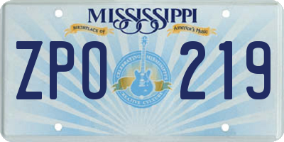 MS license plate ZPO219