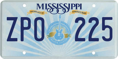 MS license plate ZPO225