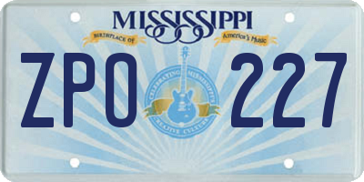 MS license plate ZPO227