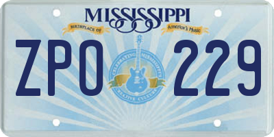 MS license plate ZPO229