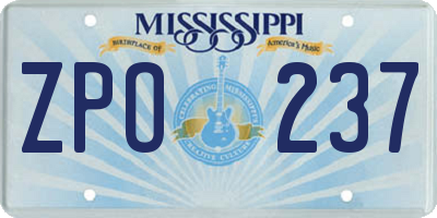 MS license plate ZPO237