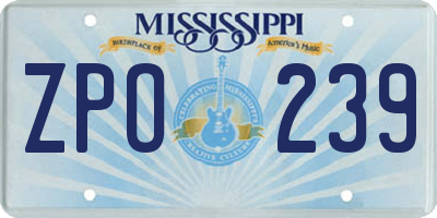 MS license plate ZPO239