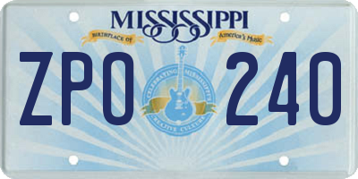 MS license plate ZPO240