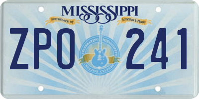 MS license plate ZPO241