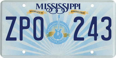 MS license plate ZPO243