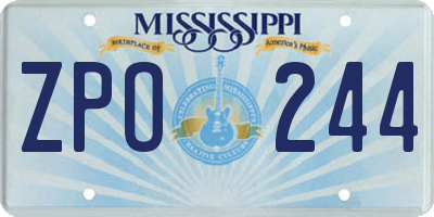 MS license plate ZPO244