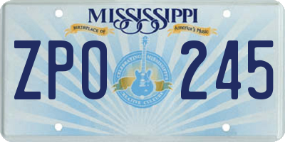 MS license plate ZPO245