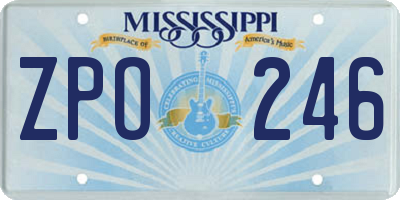 MS license plate ZPO246