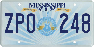 MS license plate ZPO248