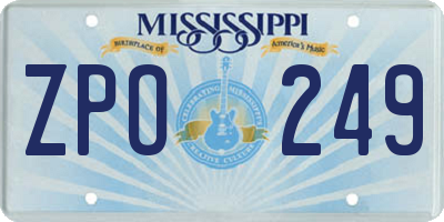 MS license plate ZPO249