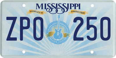MS license plate ZPO250