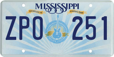 MS license plate ZPO251