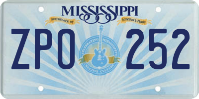 MS license plate ZPO252