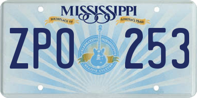 MS license plate ZPO253