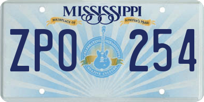 MS license plate ZPO254